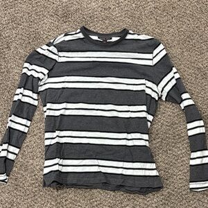Michael Kors Black and White Striped Long Sleeve Shirt